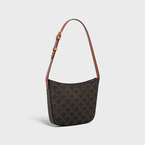 MEDIUM CELINE CROQUE BAG IN TRIOMPHE CANVAS AND CALFSKIN TAN - Image 2